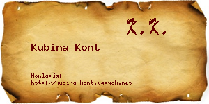 Kubina Kont névjegykártya